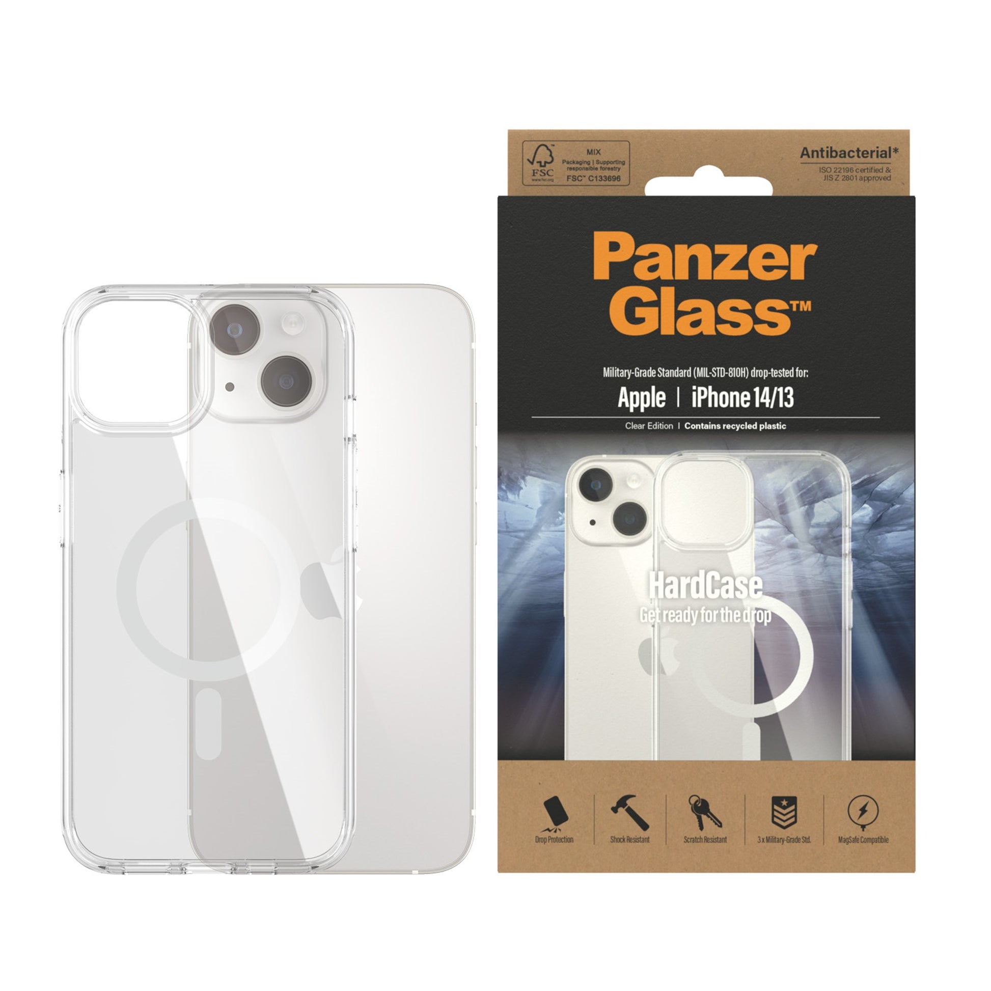 PanzerGlass™ HardCase MagSafe Compatible Apple iPhone 14 | 13 | Clear 2