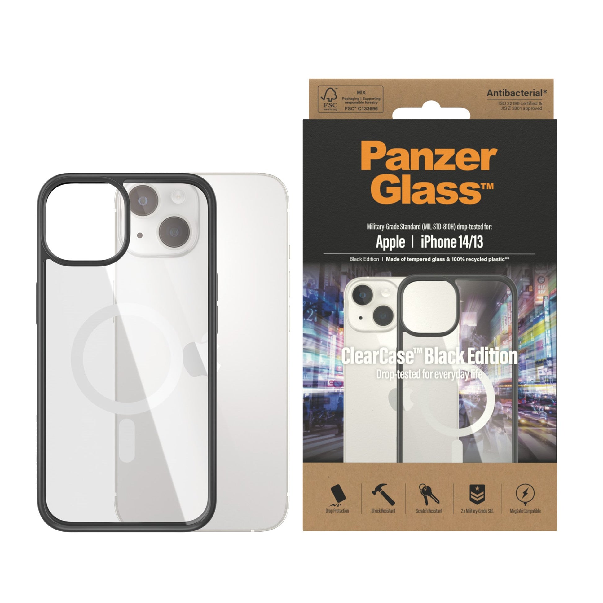 PanzerGlass® ClearCase MagSafe Compatible Apple iPhone 14 | 13 | Black 3