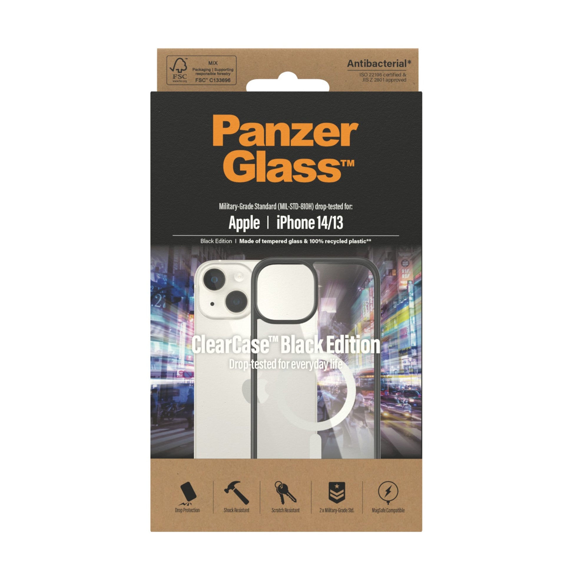 PanzerGlass® ClearCase MagSafe Compatible Apple iPhone 14 | 13 | Black 4