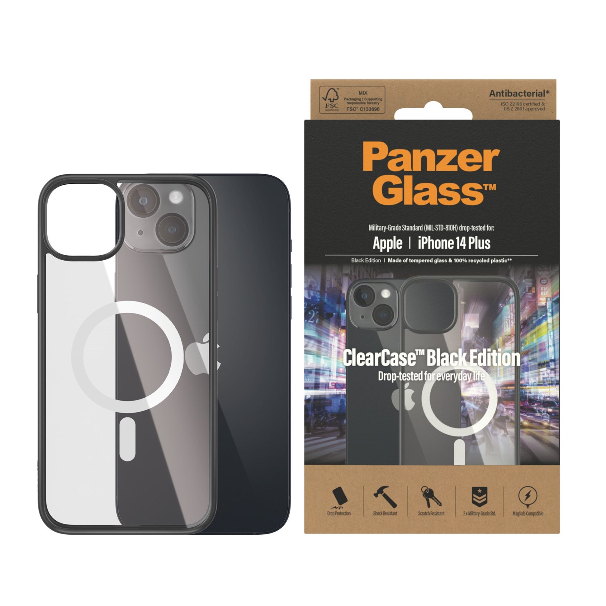 PanzerGlass® ClearCase MagSafe Compatible Apple iPhone 14 Plus | Black 2