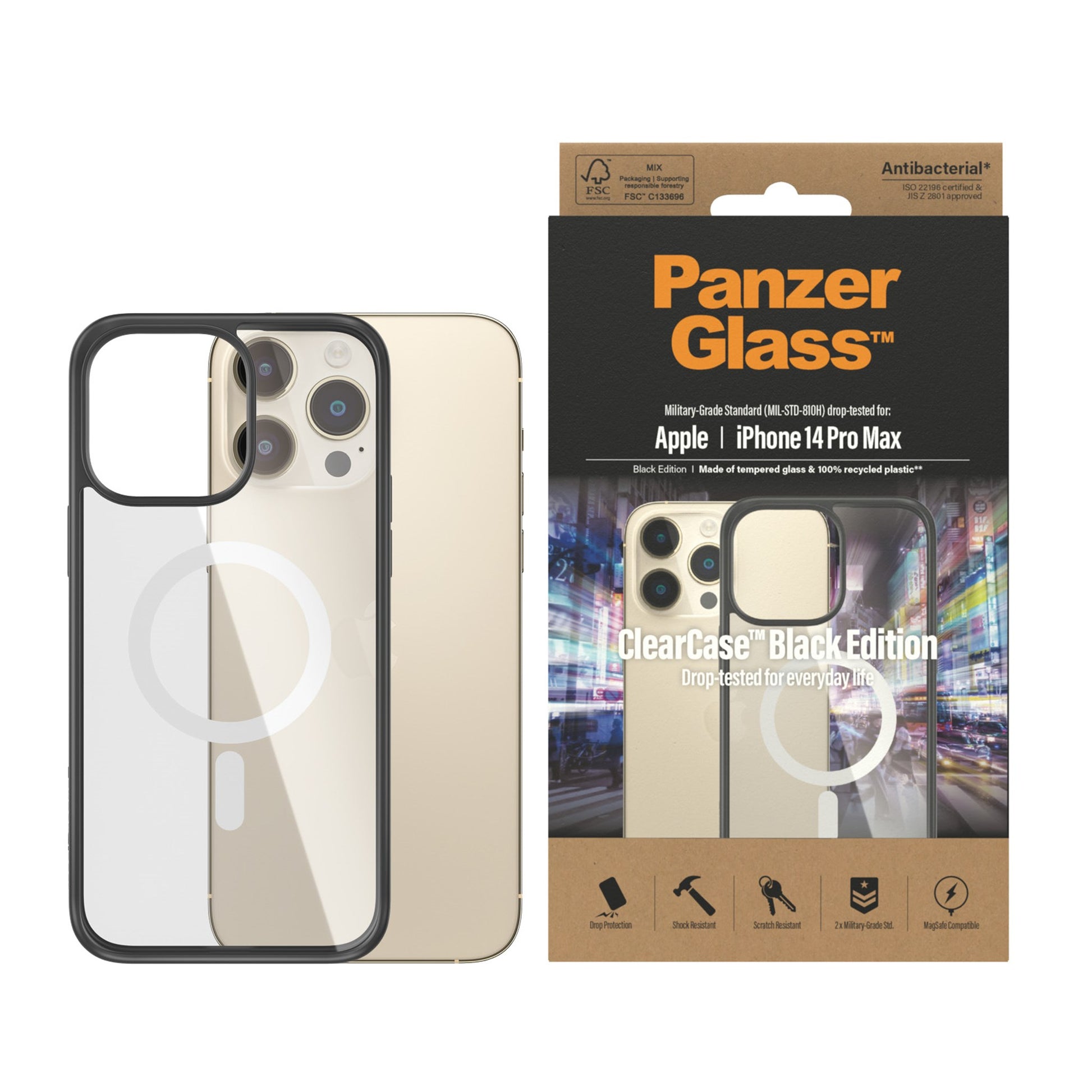 PanzerGlass® ClearCase MagSafe Compatible Apple iPhone 14 Pro Max | Black 2