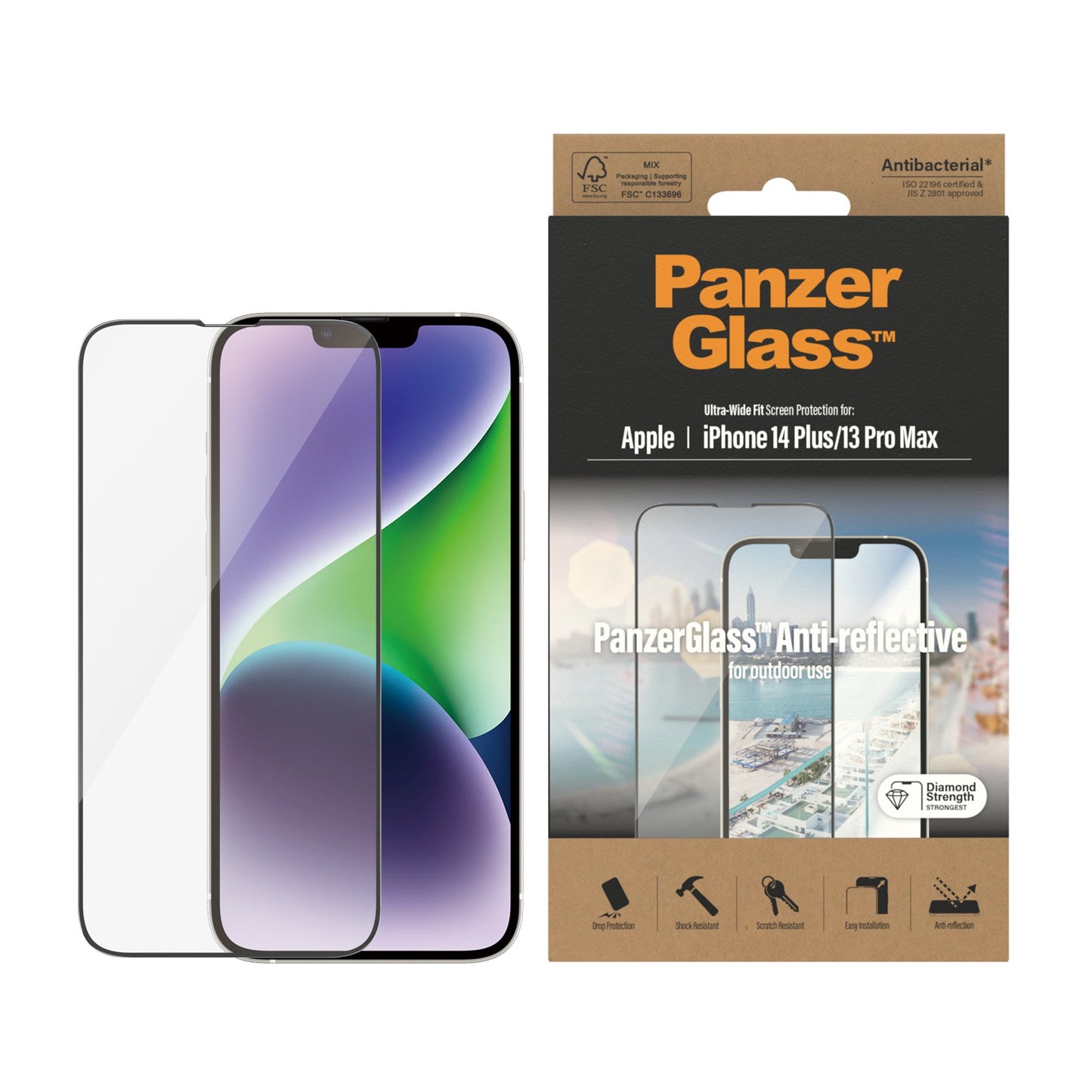 PanzerGlass™ Anti-reflective Screen Protector Apple iPhone 14 Plus | 13 Pro Max | Ultra-Wide Fit 2