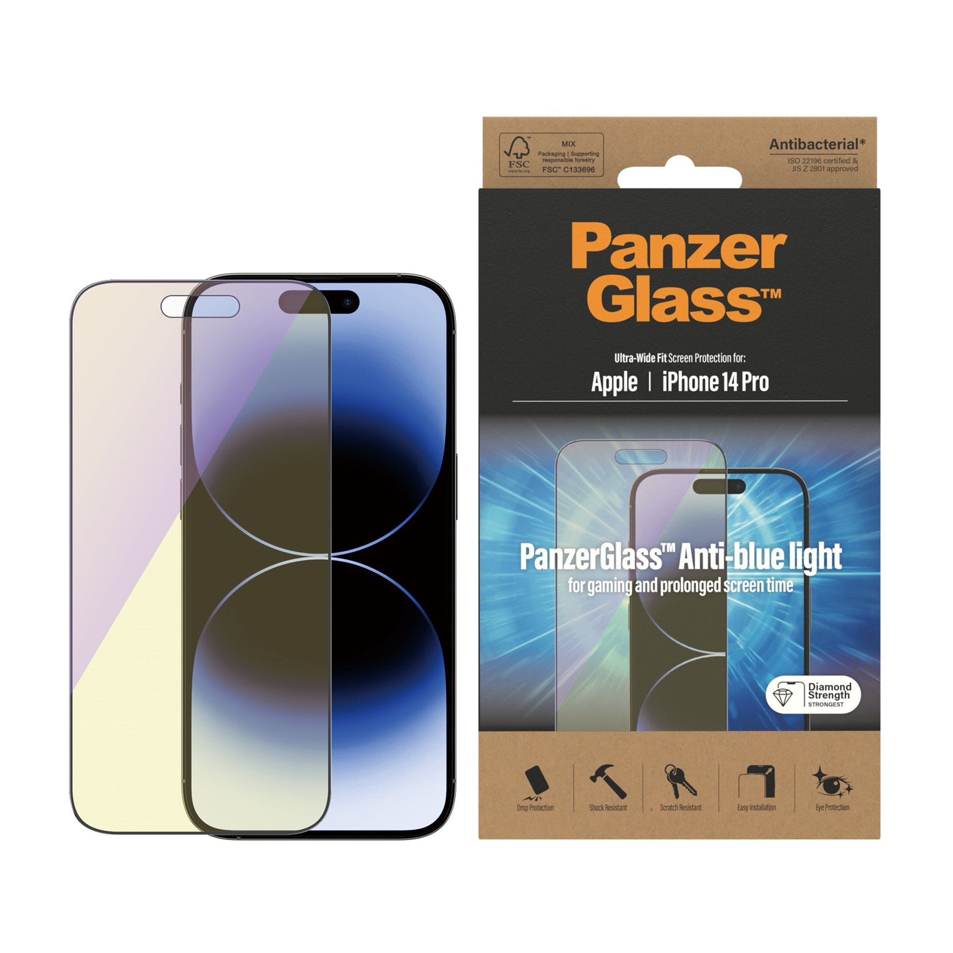 PanzerGlass™ Anti-blue light Screen Protector Apple iPhone 14 Pro | Ultra-Wide Fit 2