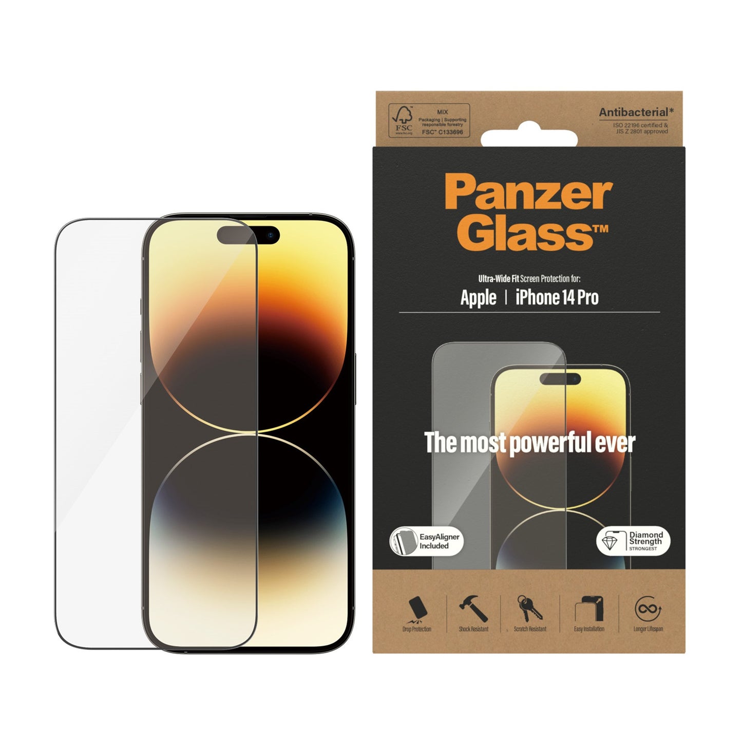 PanzerGlass™ Screen Protector Apple iPhone 14 Pro | Ultra-Wide Fit w. EasyAligner 2