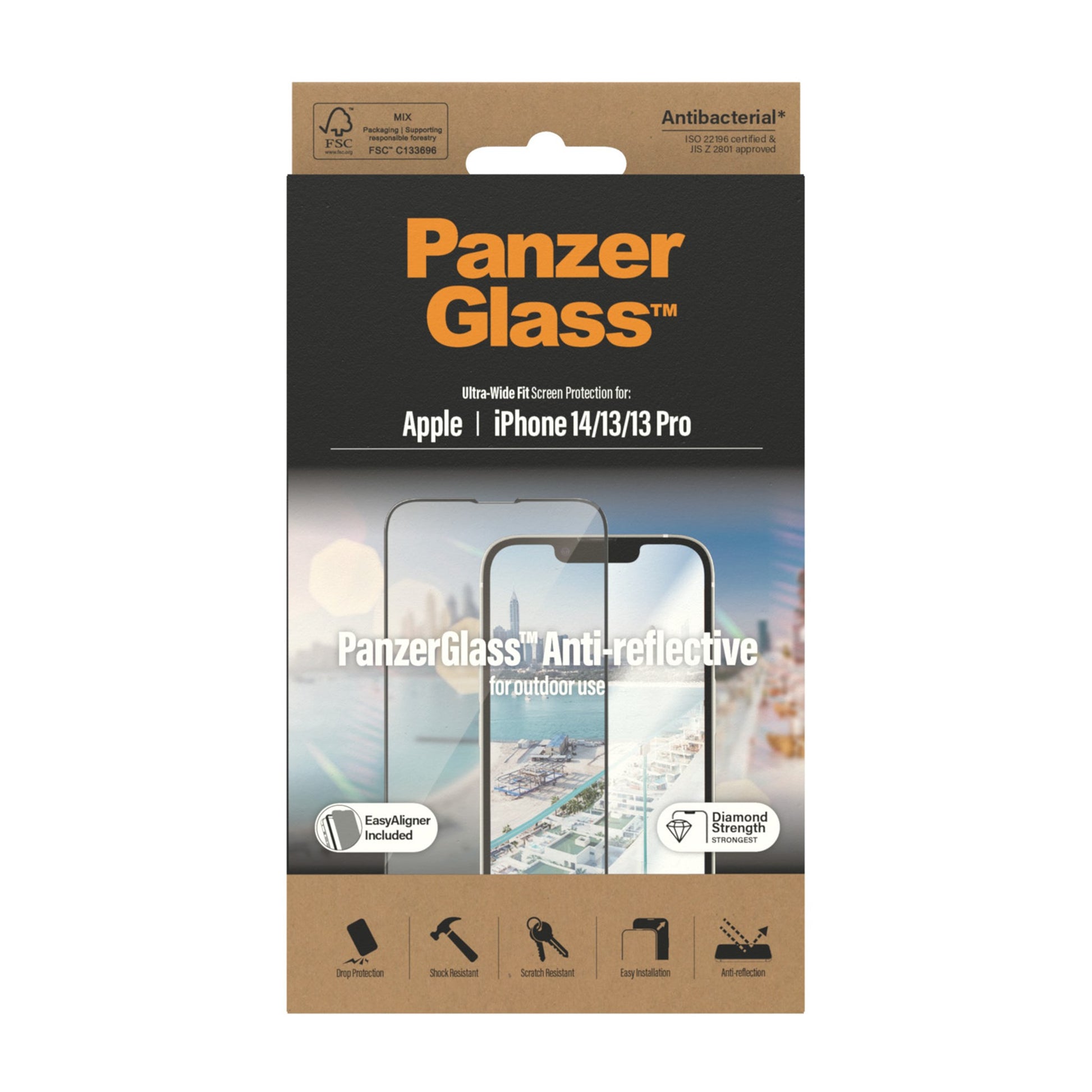 PanzerGlass™ Anti-reflective Screen Protector Apple iPhone 14 | 13 | 13 Pro | Ultra-Wide Fit w. EasyAligner 3