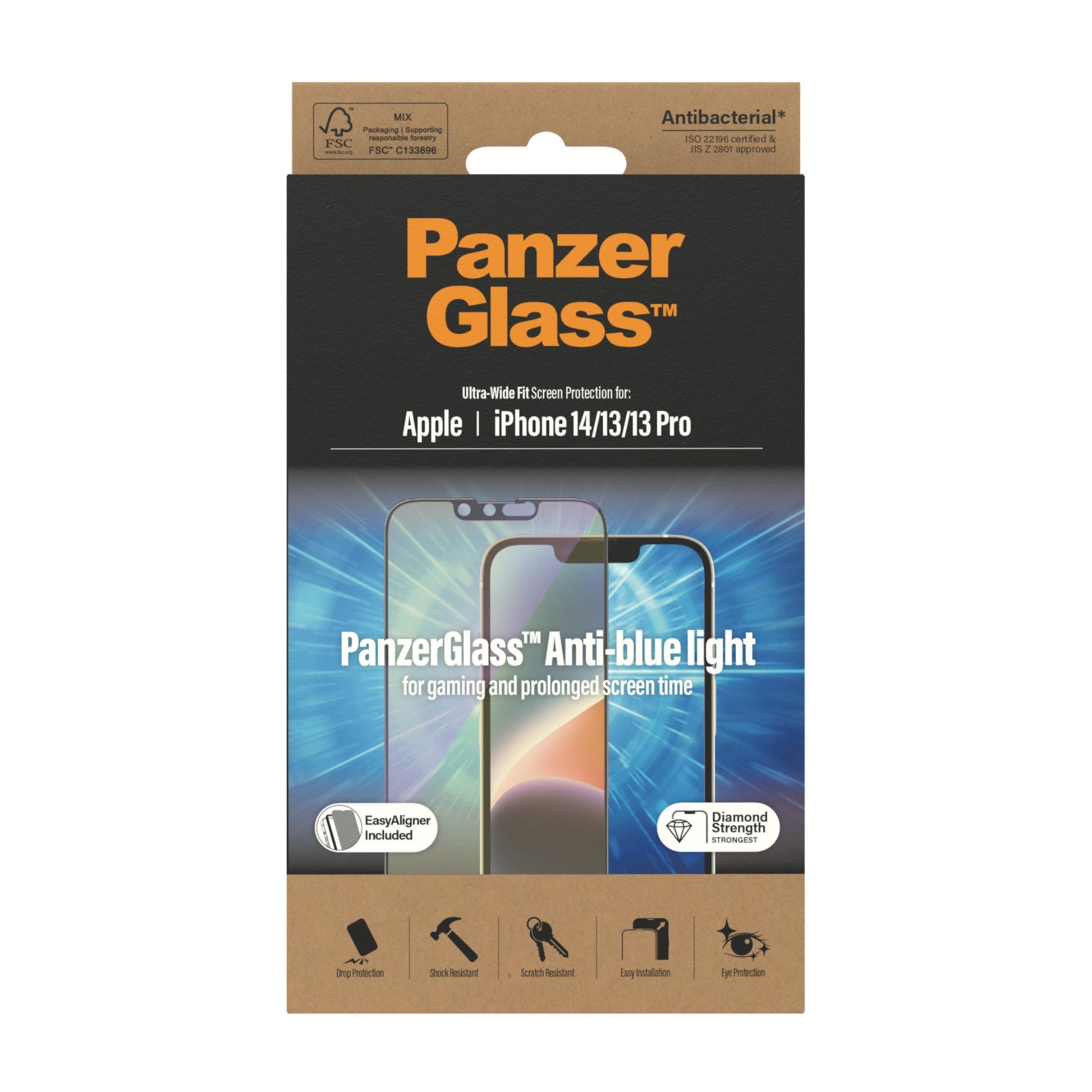 PanzerGlass™ Anti-blue light Screen Protector Apple iPhone 14 | 13 | 13 Pro | Ultra-Wide Fit w. EasyAligner 3