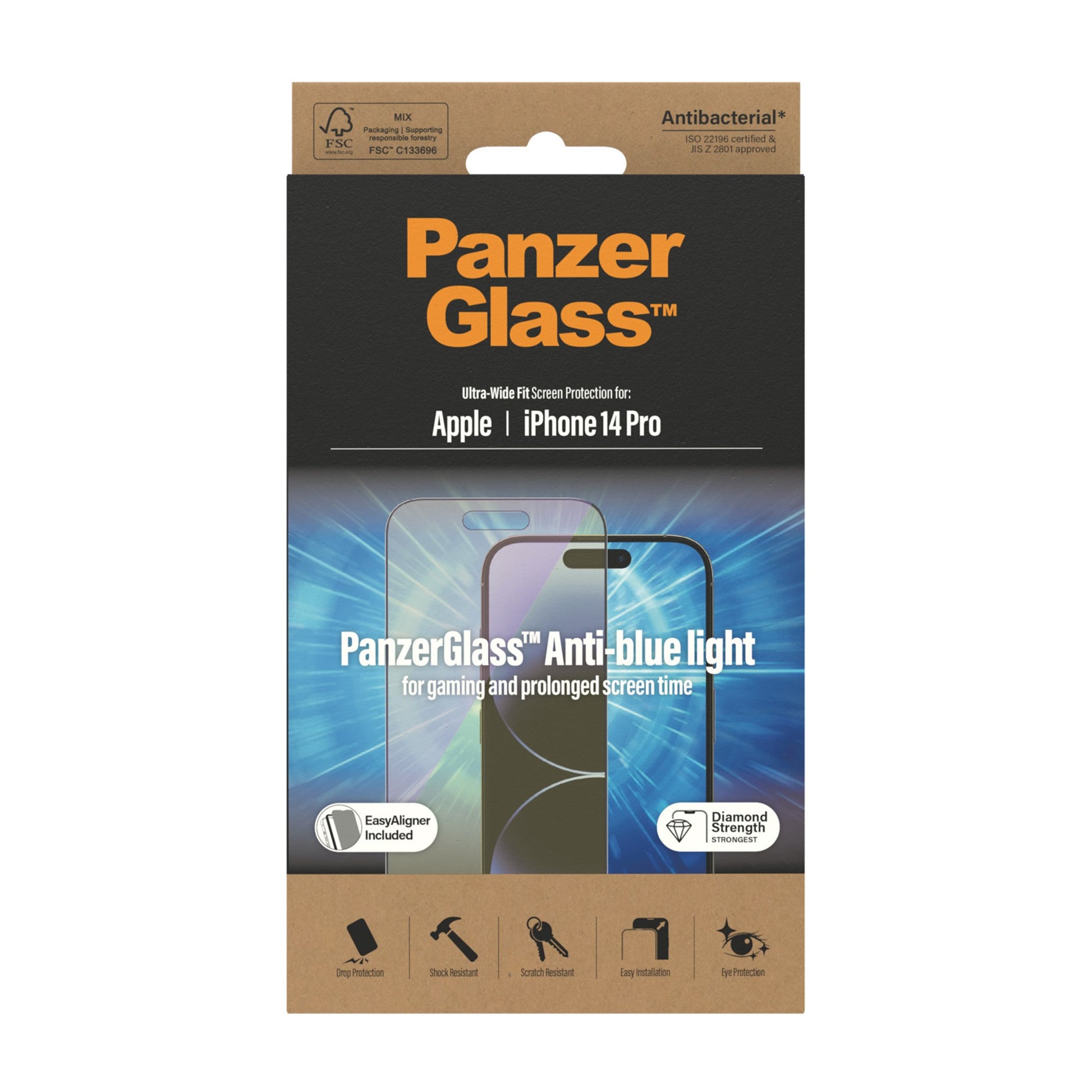 PanzerGlass™ Anti-blue light Screen Protector Apple iPhone 14 Pro | Ultra-Wide Fit w. EasyAligner 3