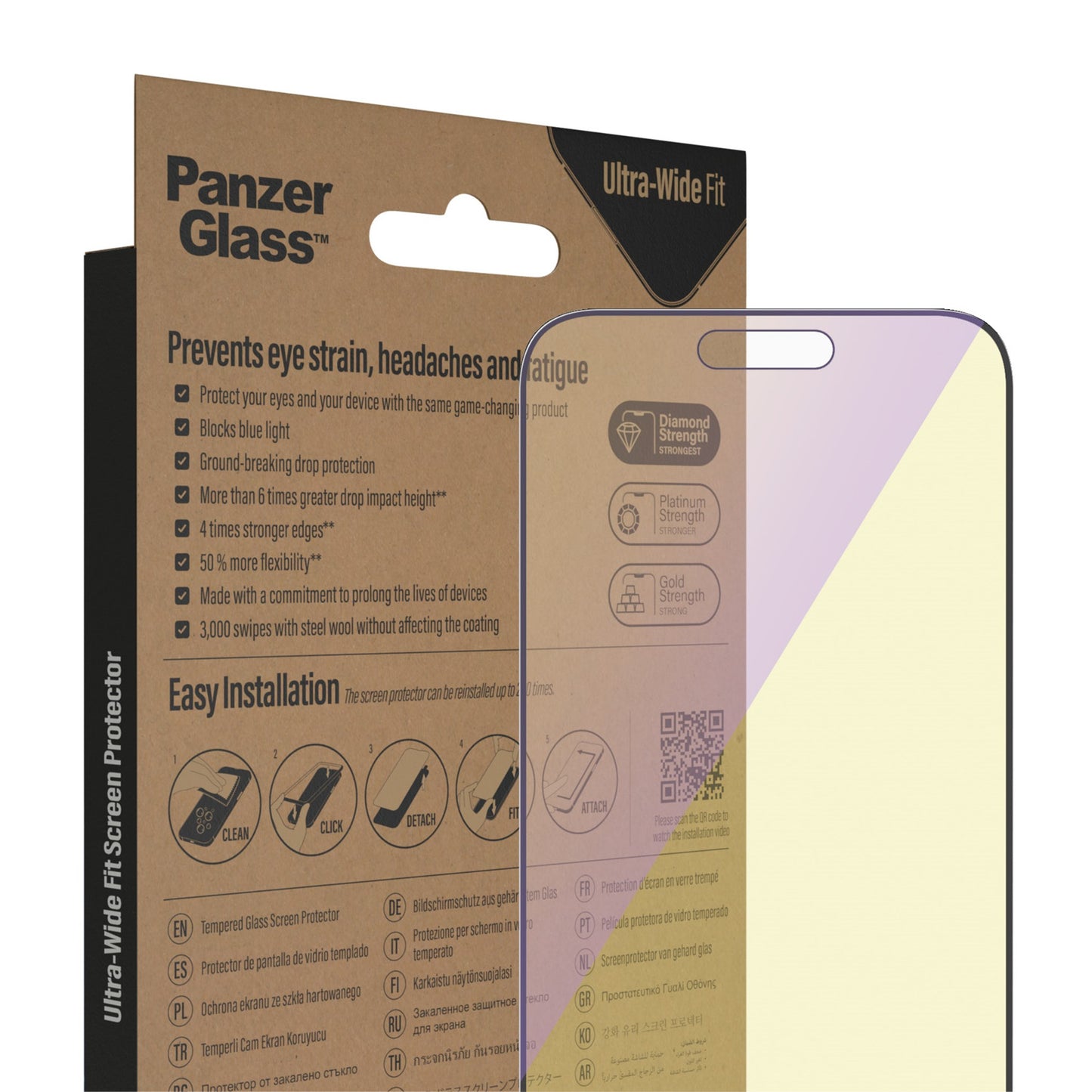 PanzerGlass™ Anti-blue light Screen Protector Apple iPhone 14 Pro Max | Ultra-Wide Fit w. EasyAligner 6