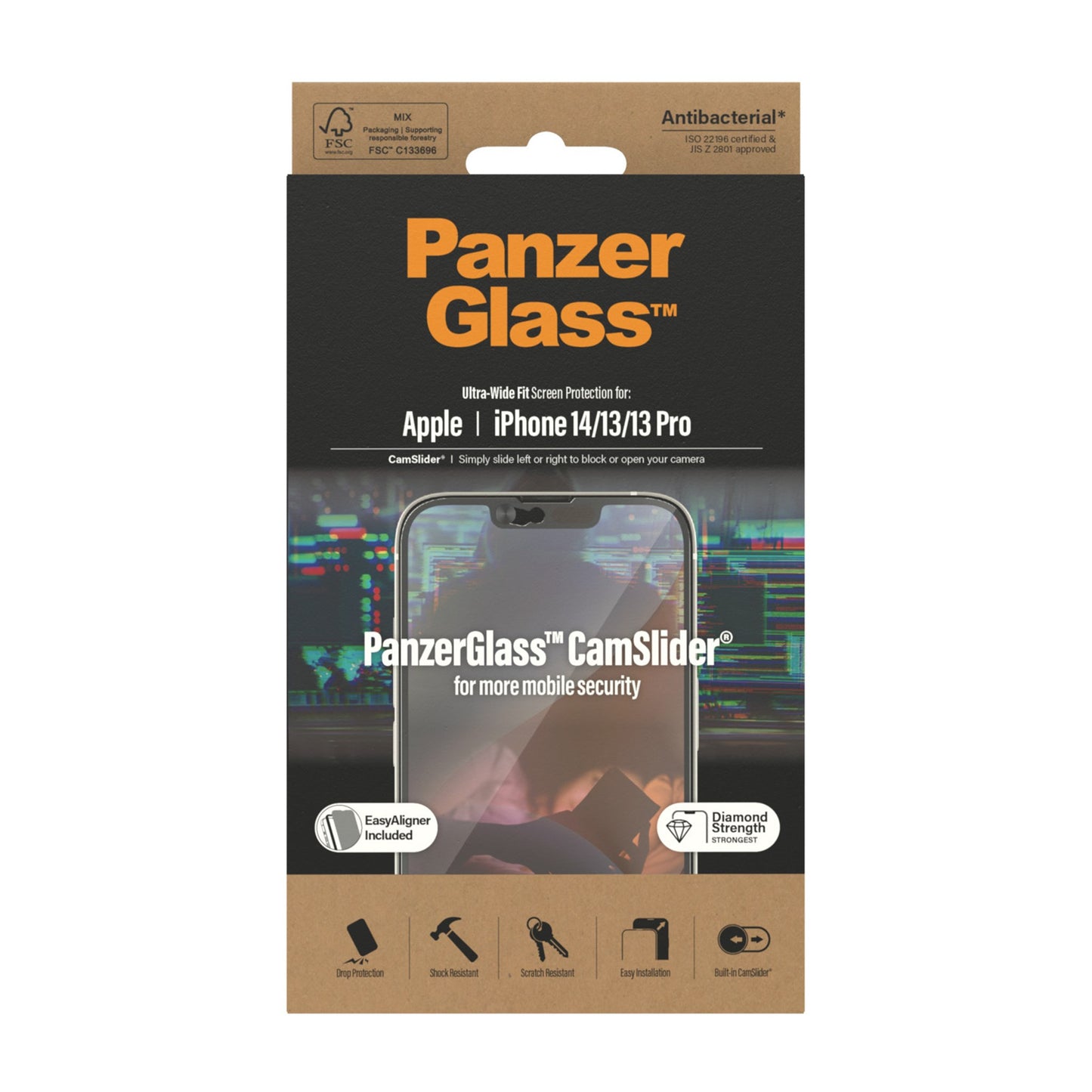 PanzerGlass™ CamSlider® Screen Protector Apple iPhone 14 | 13 | 13 Pro | Ultra-Wide Fit w. EasyAligner 3
