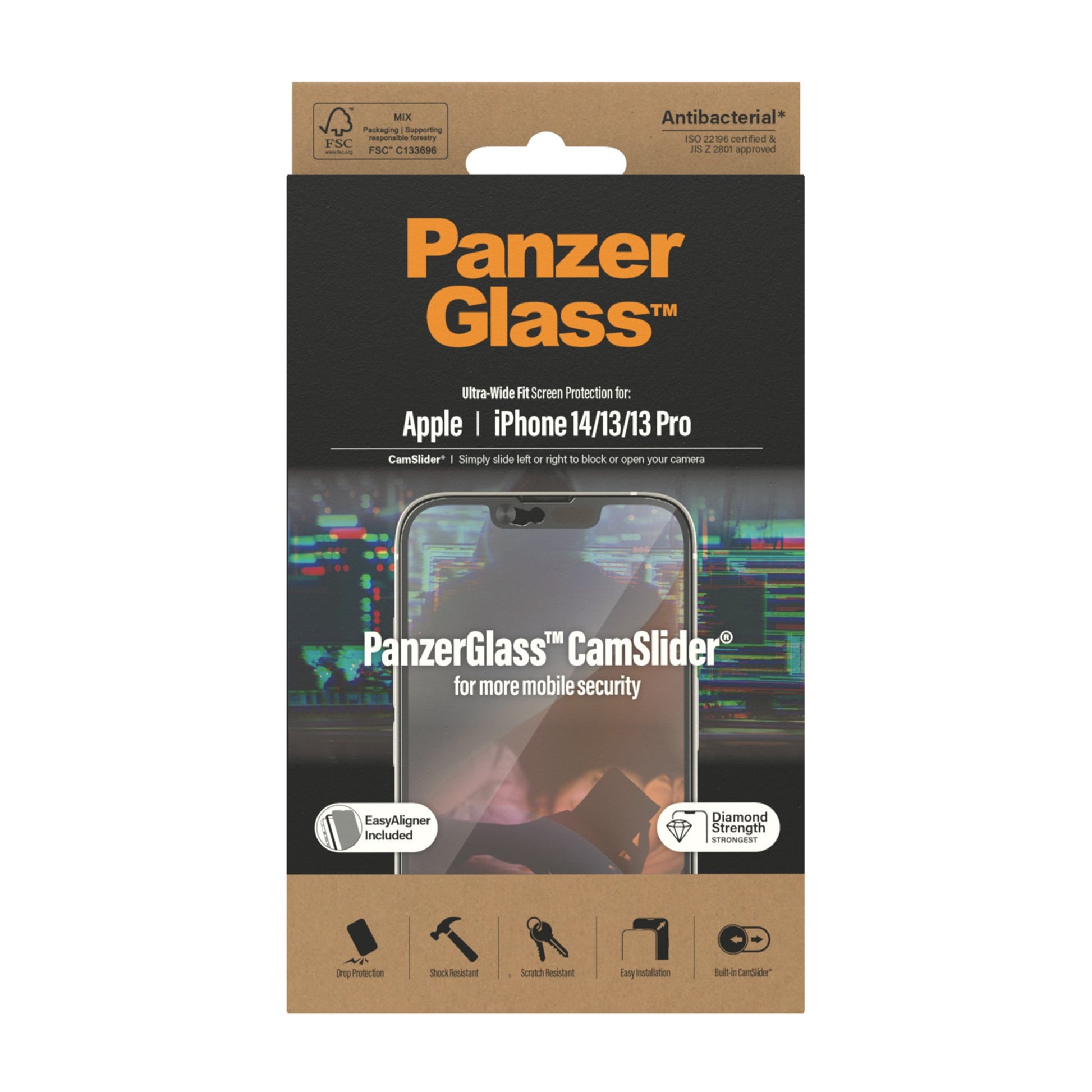 PanzerGlass™ CamSlider® Screen Protector Apple iPhone 14 | 13 | 13 Pro | Ultra-Wide Fit w. EasyAligner 3