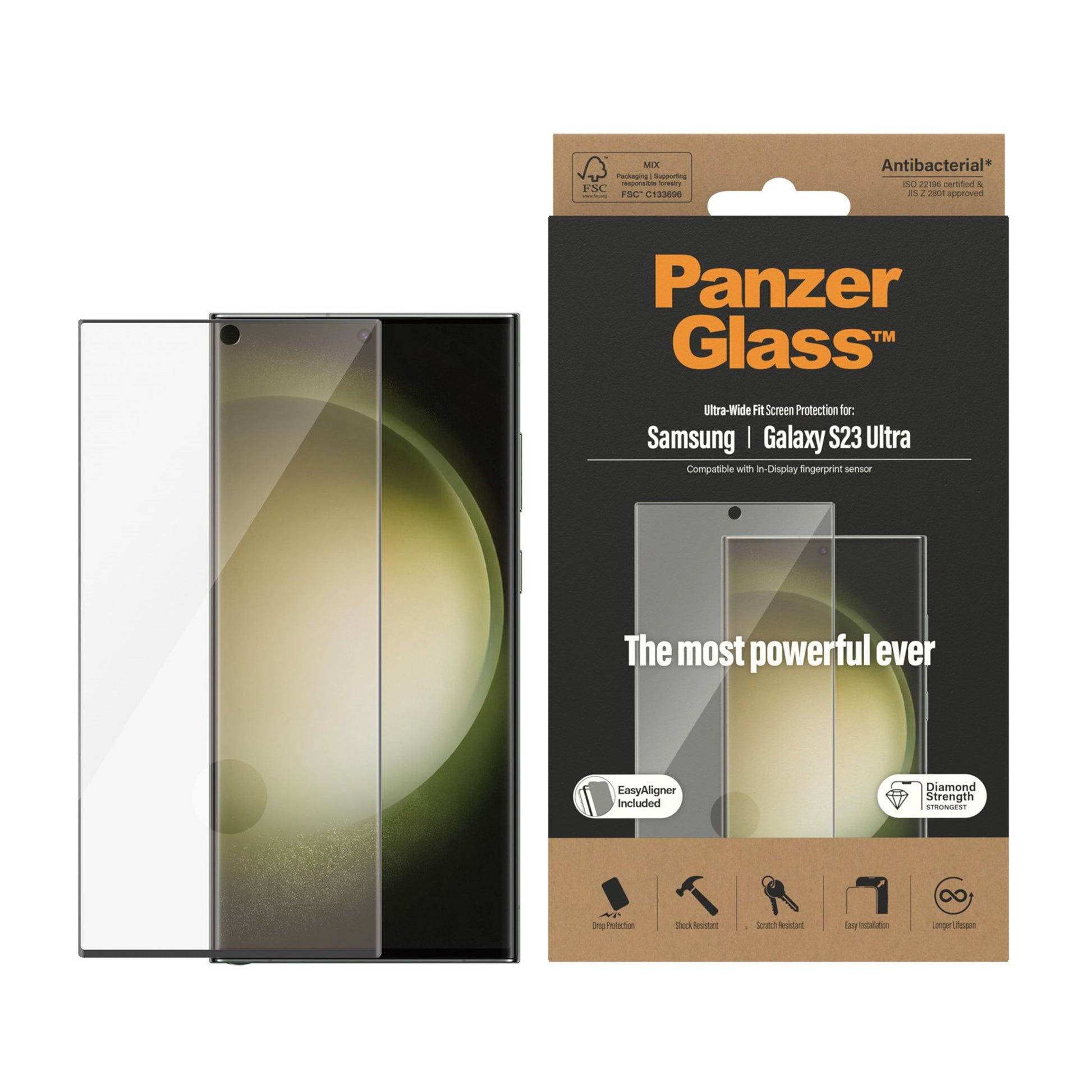 PanzerGlass® Screen Protector Samsung Galaxy S23 Ultra | Ultra-Wide Fit w. EasyAligner 2