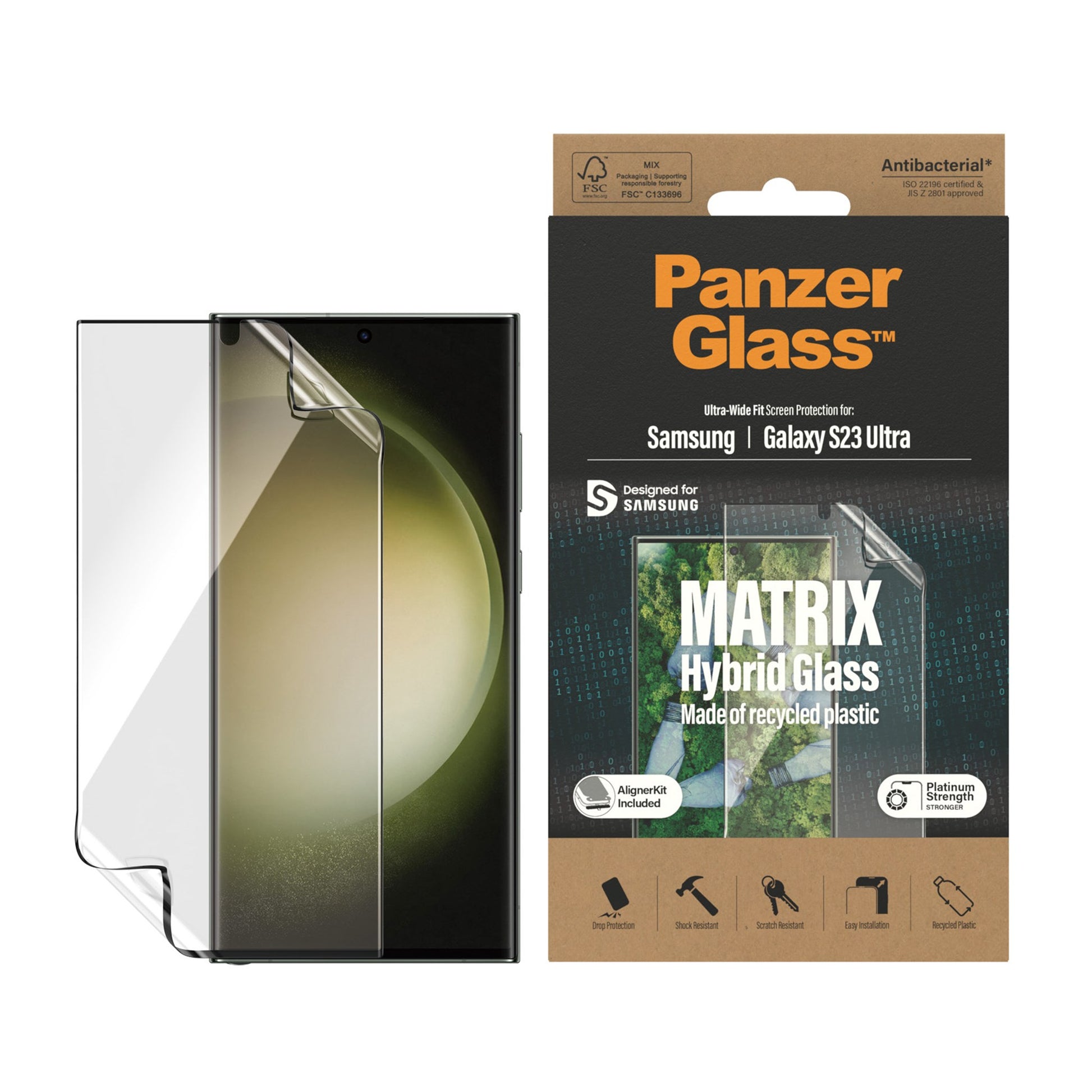 PanzerGlass™ MATRIX Screen Protector Samsung Galaxy S23 Ultra | Ultra-Wide Fit w. AlignerKit 2