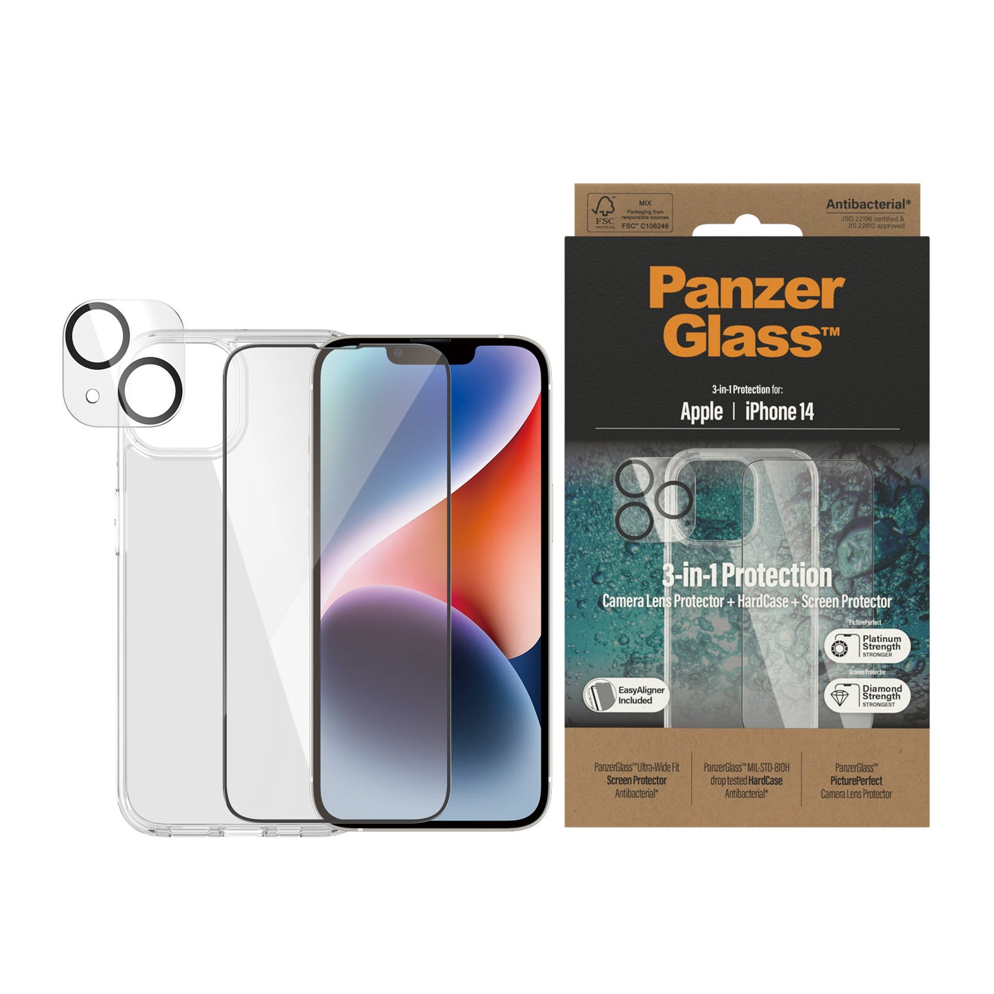 PanzerGlass™ 3-in-1 Protection Pack Apple iPhone 14 2