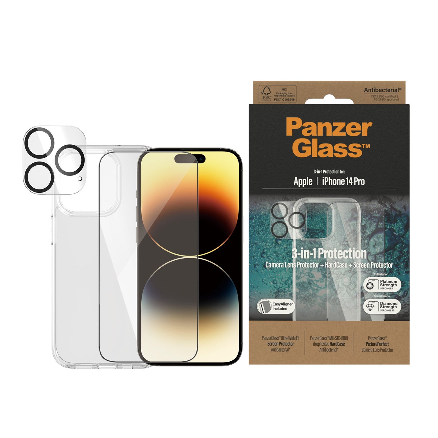 PanzerGlass™ 3-in-1 Protection Pack Apple iPhone 14 Pro 2