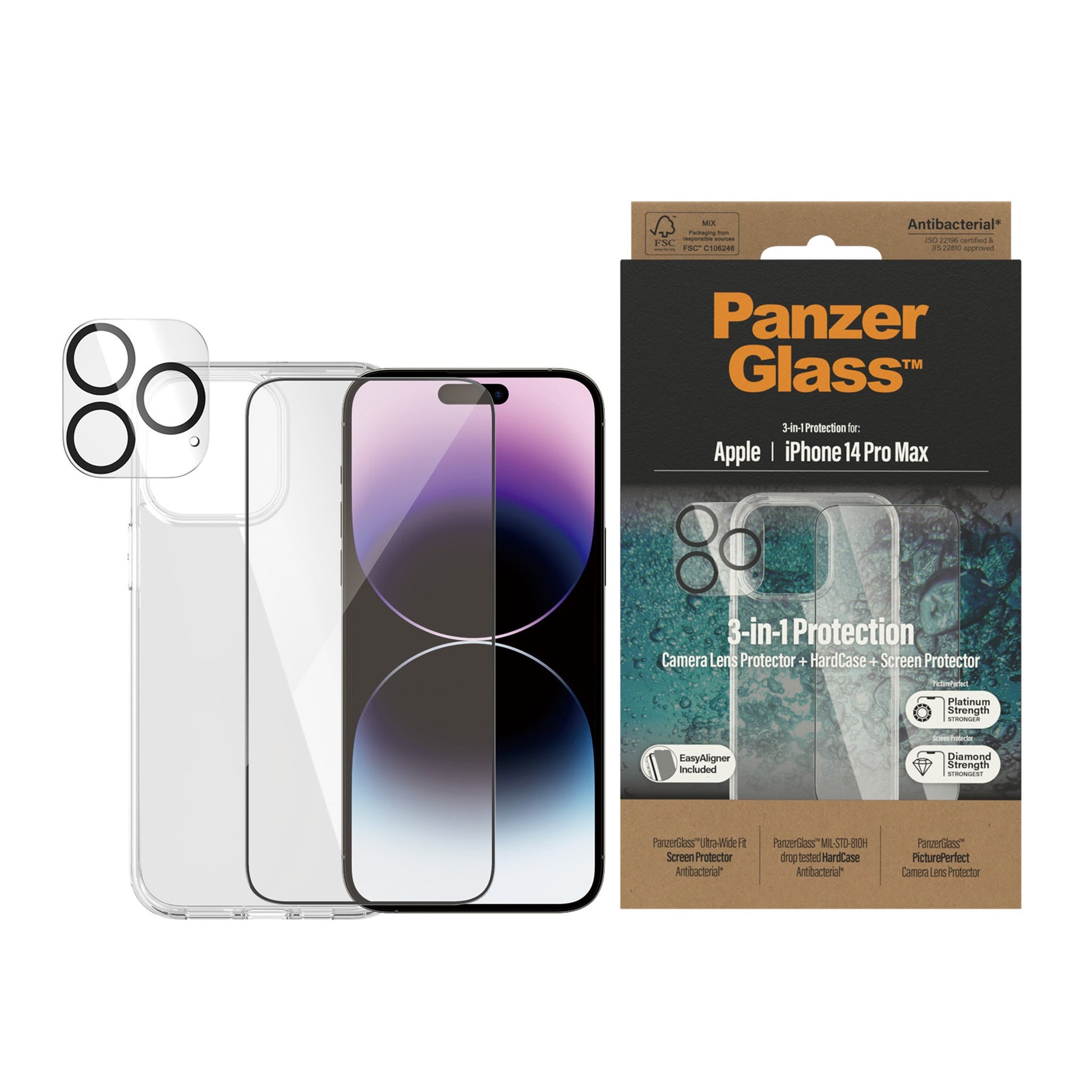 PanzerGlass™ 3-in-1 Protection Pack Apple iPhone 14 Pro Max 2
