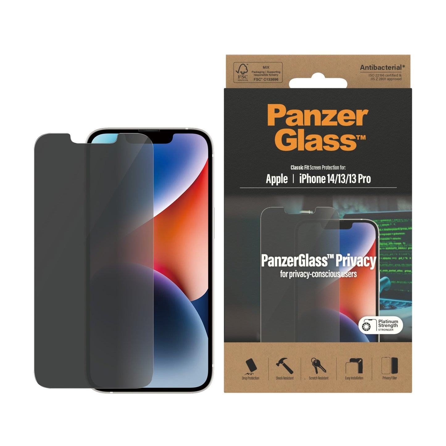 PanzerGlass™ Privacy Screen Protector Apple iPhone 14 | 13 | 13 Pro | Classic Fit 2