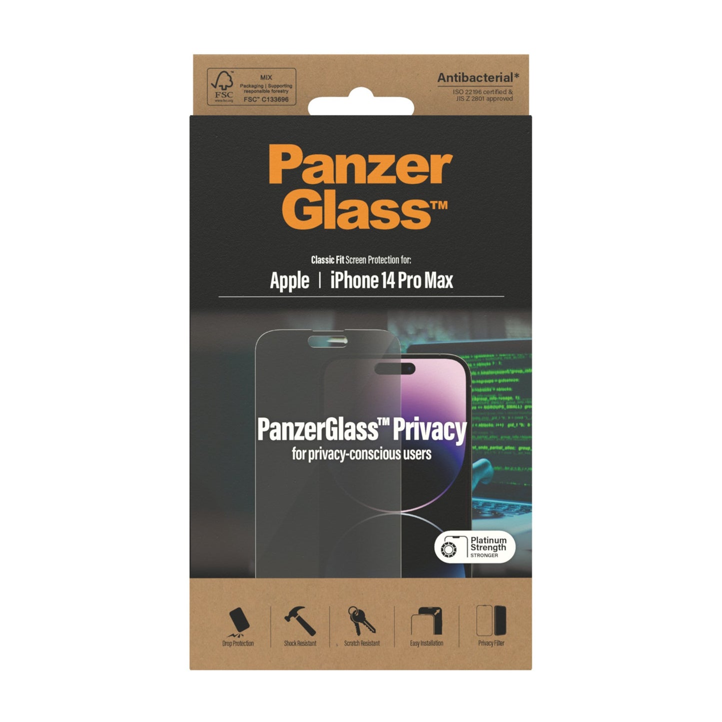 PanzerGlass™ Privacy Screen Protector Apple iPhone 14 Pro Max | Classic Fit 3