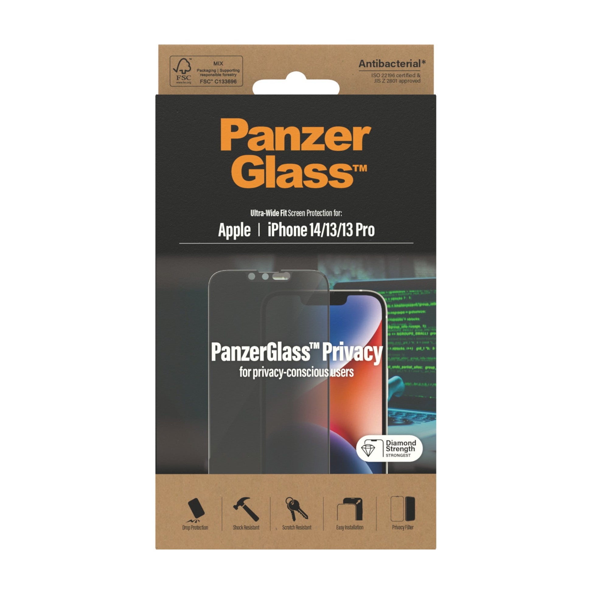 PanzerGlass™ Privacy Screen Protector Apple iPhone 14 | 13 | 13 Pro | Ultra-Wide Fit 4