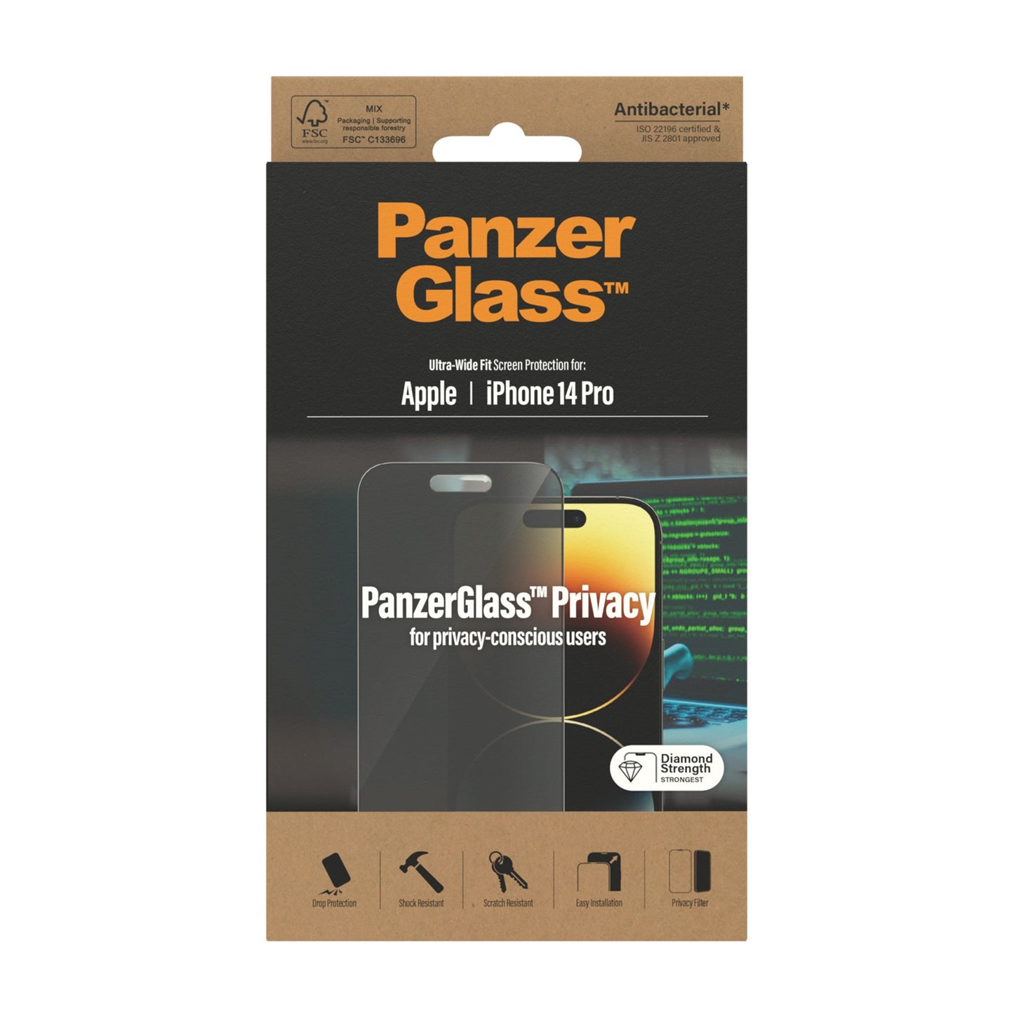 PanzerGlass™ Privacy Screen Protector Apple iPhone 14 Pro | Ultra-Wide Fit 3