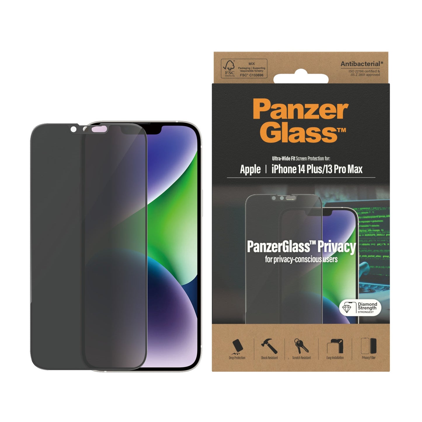 PanzerGlass® Privacy Screen Protector Apple iPhone 14 Plus | 13 Pro Max | Ultra-Wide Fit 2