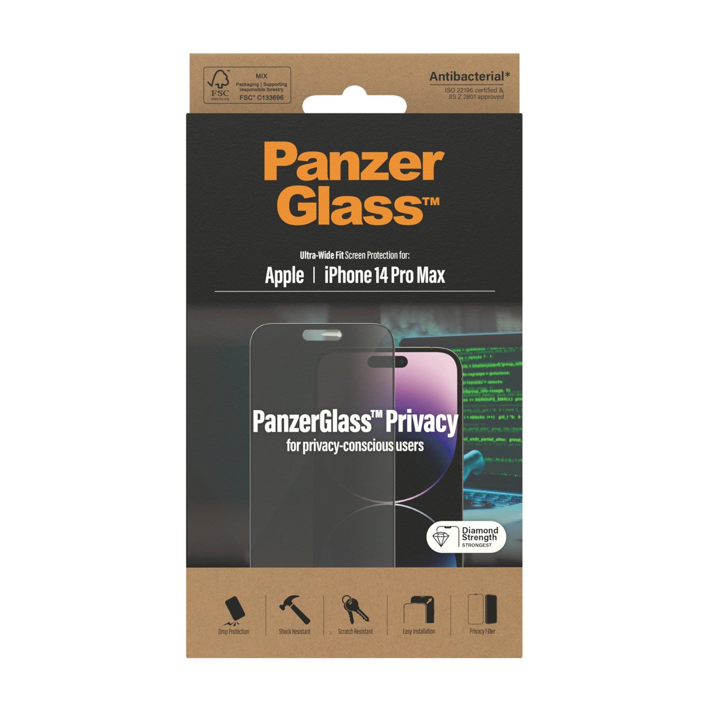 PanzerGlass® Privacy Screen Protector Apple iPhone 14 Pro Max | Ultra-Wide Fit 3