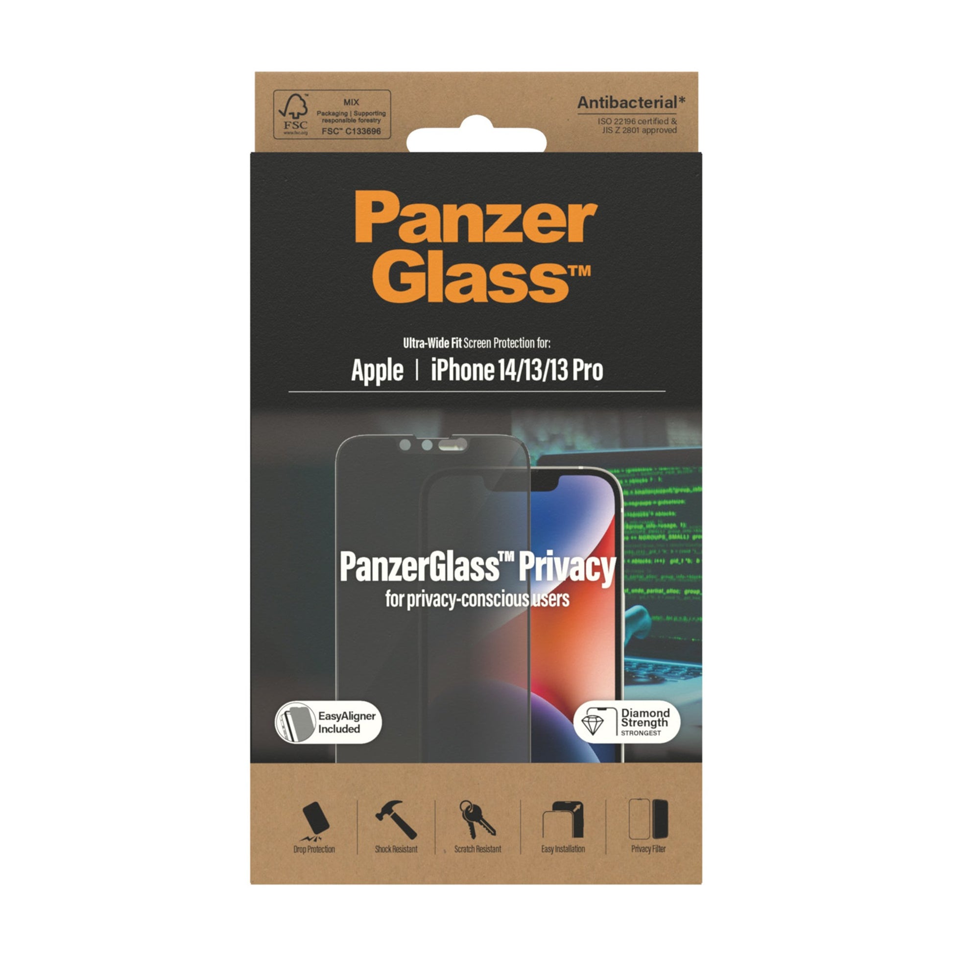 PanzerGlass™ Privacy Screen Protector Apple iPhone 14 | 13 | 13 Pro | Ultra-Wide Fit w. EasyAligner 3