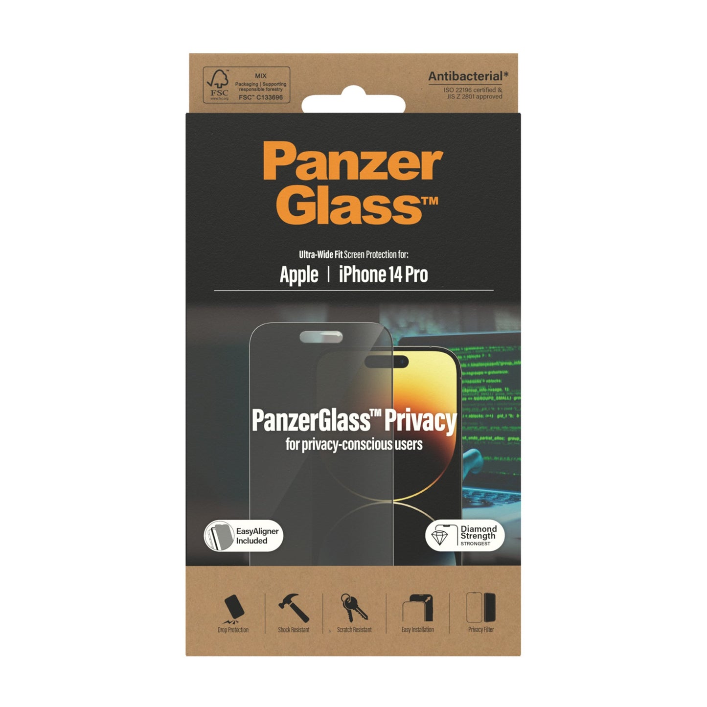PanzerGlass™ Privacy Screen Protector Apple iPhone 14 Pro | Ultra-Wide Fit w. EasyAligner 3