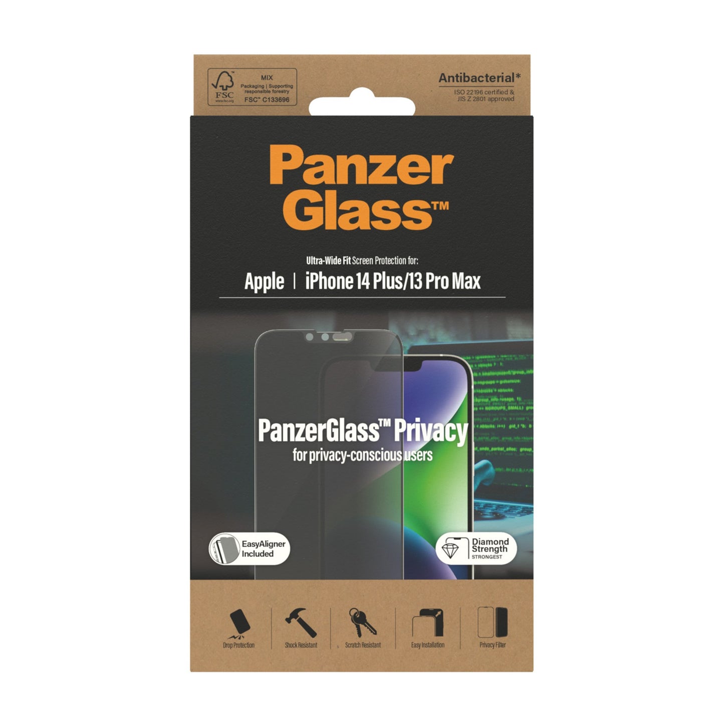 PanzerGlass™ Privacy Screen Protector Apple iPhone 14 Plus | 13 Pro Max | Ultra-Wide Fit w. EasyAligner 3