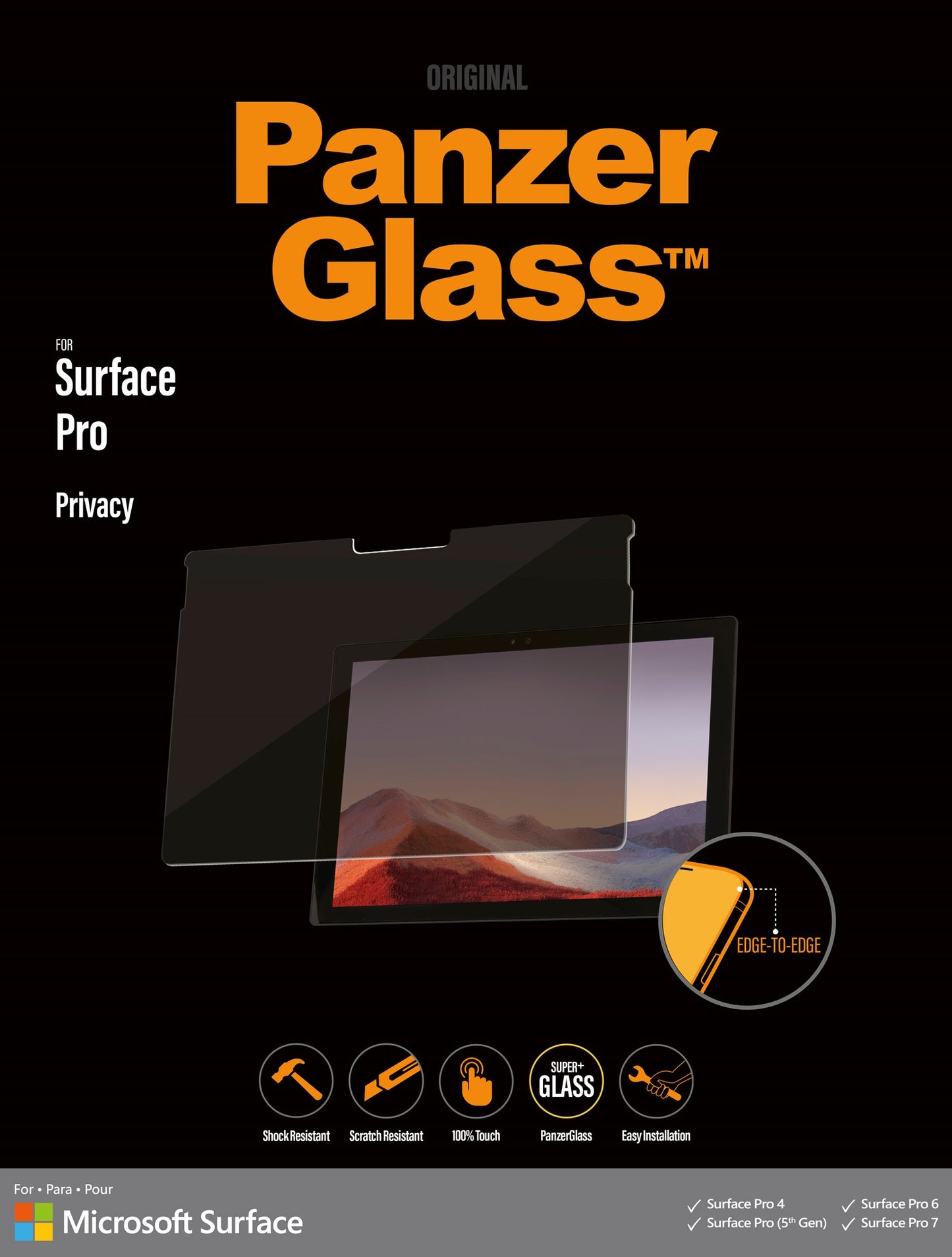 PanzerGlass™ Microsoft Surface Pro 4 | Pro 5. Gen | Pro 6 | Pro 7 - Privacy | Screen Protector Glass