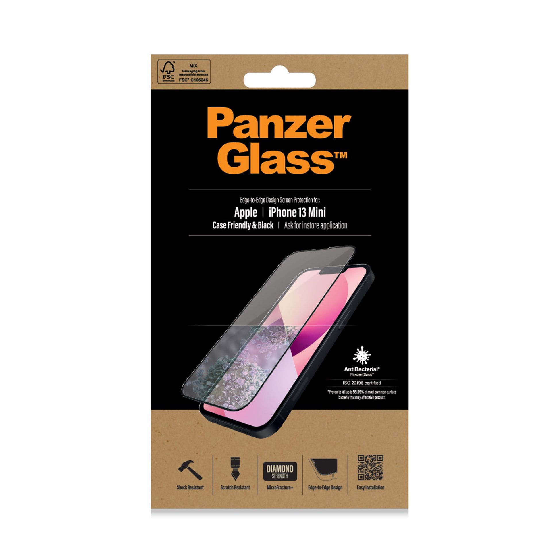 PanzerGlass™ Screen Protector Apple iPhone 13 Mini | Edge-to-Edge 2