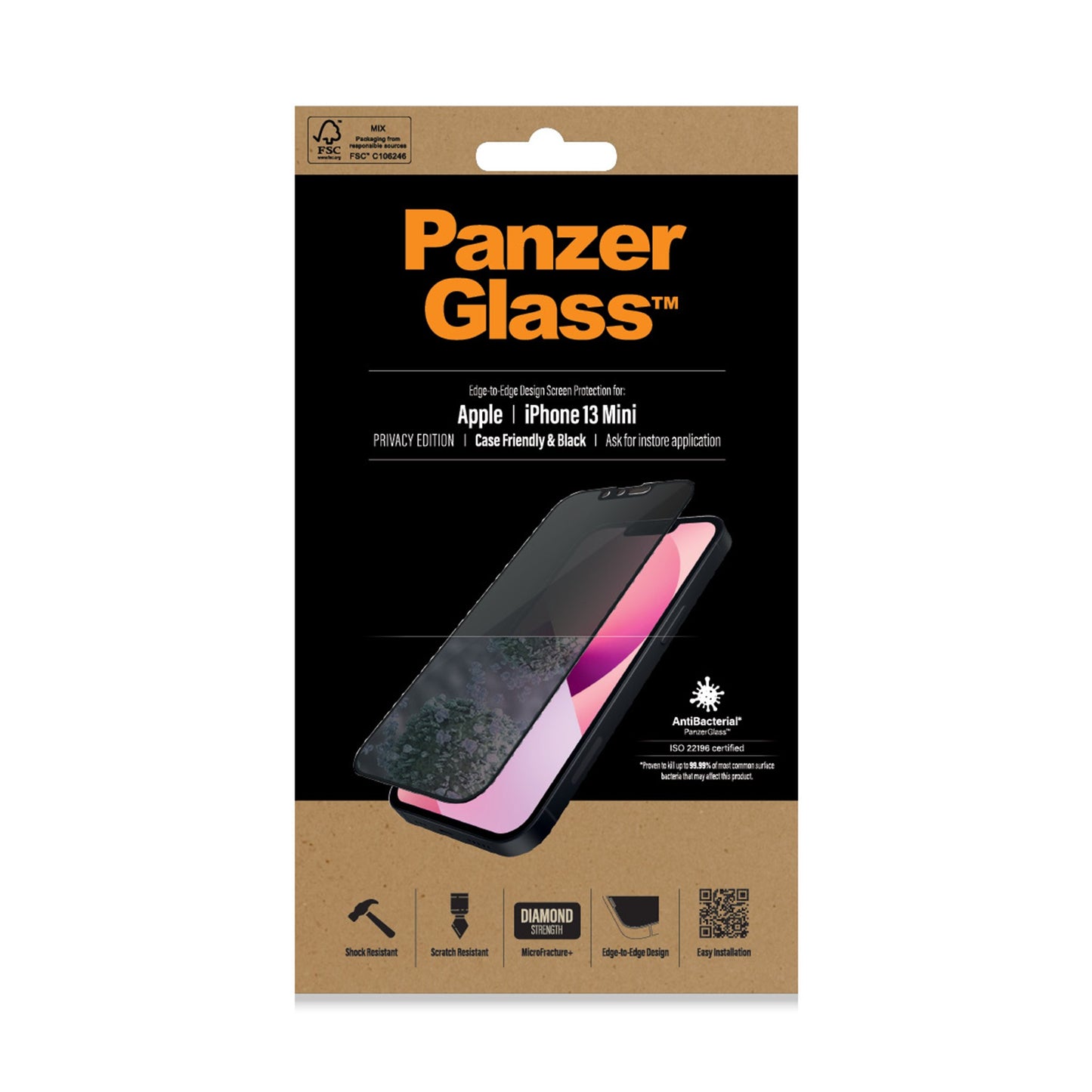 PanzerGlass™ Privacy Screen Protector Apple iPhone 13 Mini | Edge-to-Edge 2